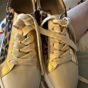 Leopard Print Gold Sneakers